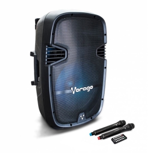 BAFLE VORAGO KSP-500 NEGRO 15IN BT 2 MICROFONOS RECARGABLE C/TRIPI