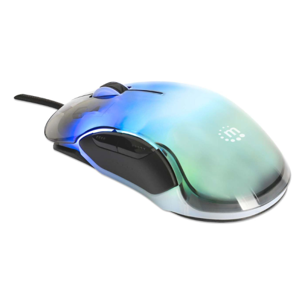 Manhattan Tamańo completo Mouse - USB Tipo A - Óptico - 5 Botón(es) - Transparente - Cable - 12800 dpi - Rueda de desplazamiento - Diestro MOUSE OPTICO GAMING 7 BOTONES USB CABLEADO - Image 2