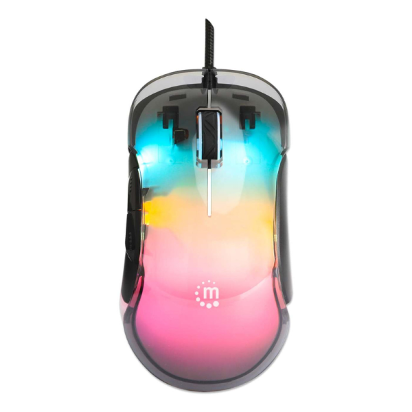 Manhattan Tamańo completo Mouse - USB Tipo A - Óptico - 5 Botón(es) - Transparente - Cable - 12800 dpi - Rueda de desplazamiento - Diestro MOUSE OPTICO GAMING 7 BOTONES USB CABLEADO - Image 5
